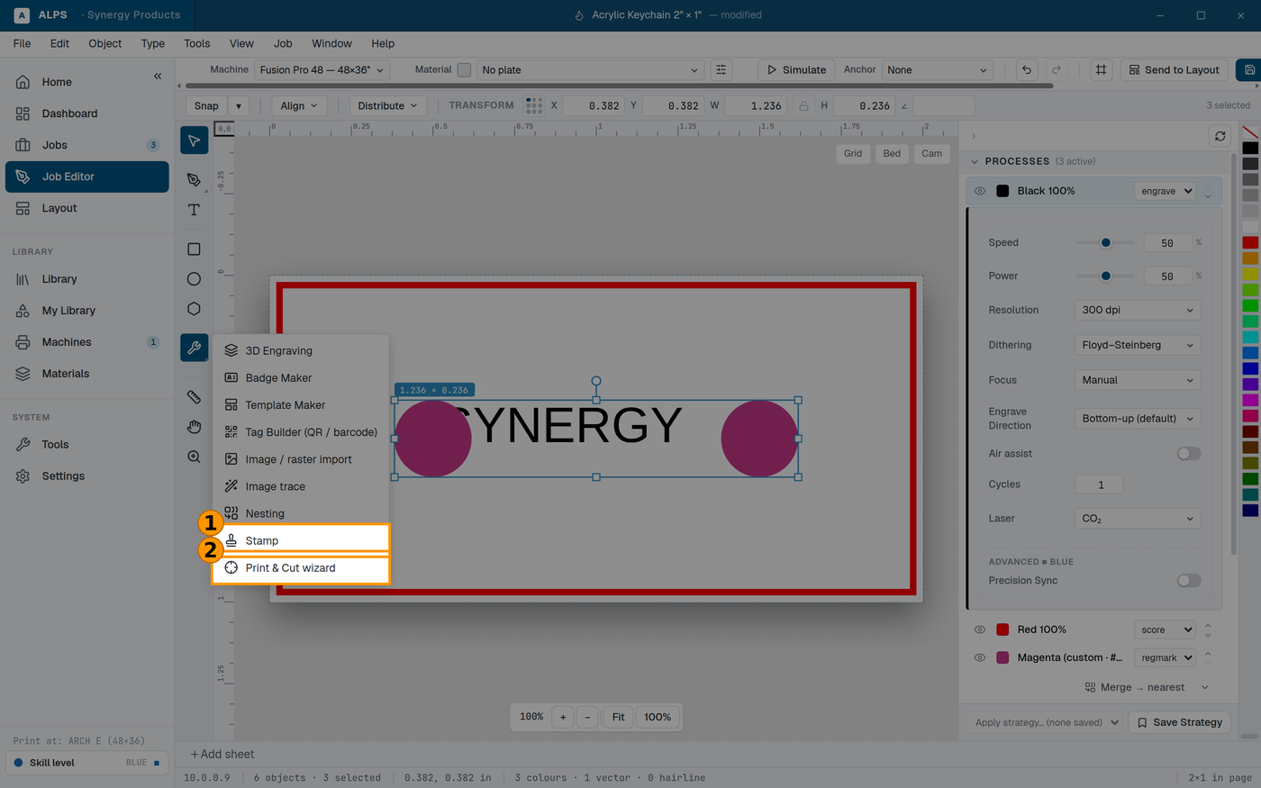 The wrench icon in the Job Editor opens its own tools list.