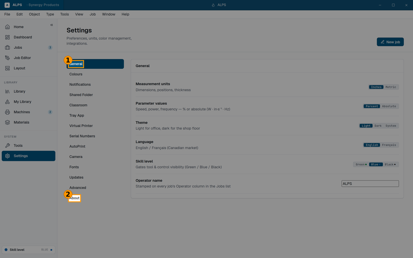 Every Settings page is listed down the left.