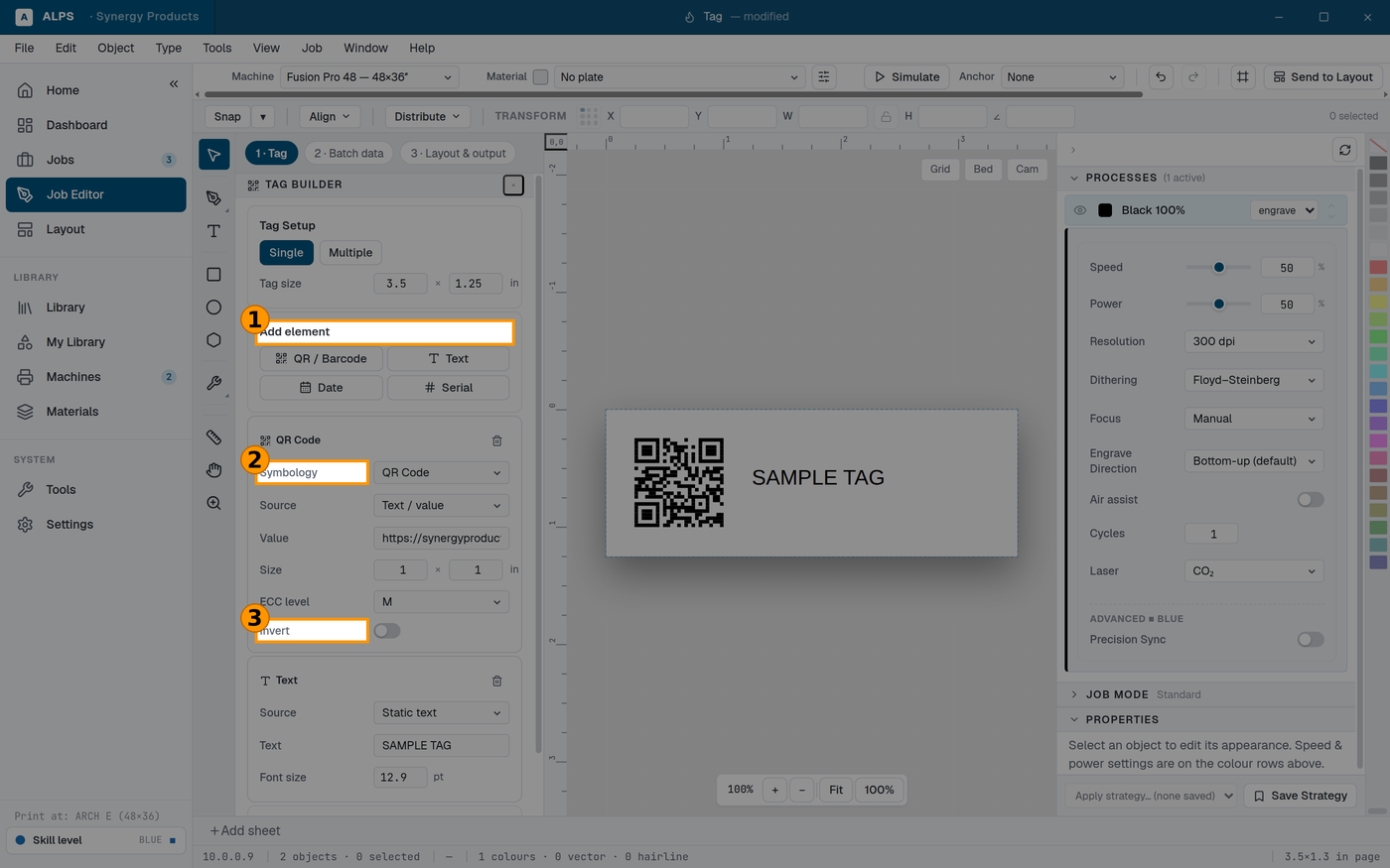 The Tag Builder, docked inside the Job Editor.